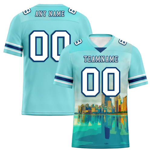 Custom Aqua Graffiti Pattern White Personalized Authentic Football Jersey FBJ02-bc0fae0 - Coolcustomize