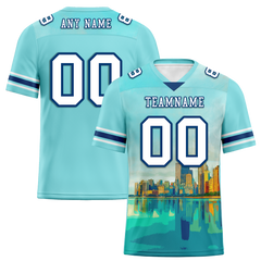 Custom Aqua Graffiti Pattern White Personalized Authentic Football Jersey FBJ02-bc0fae0