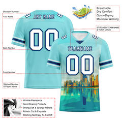 Custom Aqua Graffiti Pattern White Personalized Authentic Football Jersey FBJ02-bc0fae0