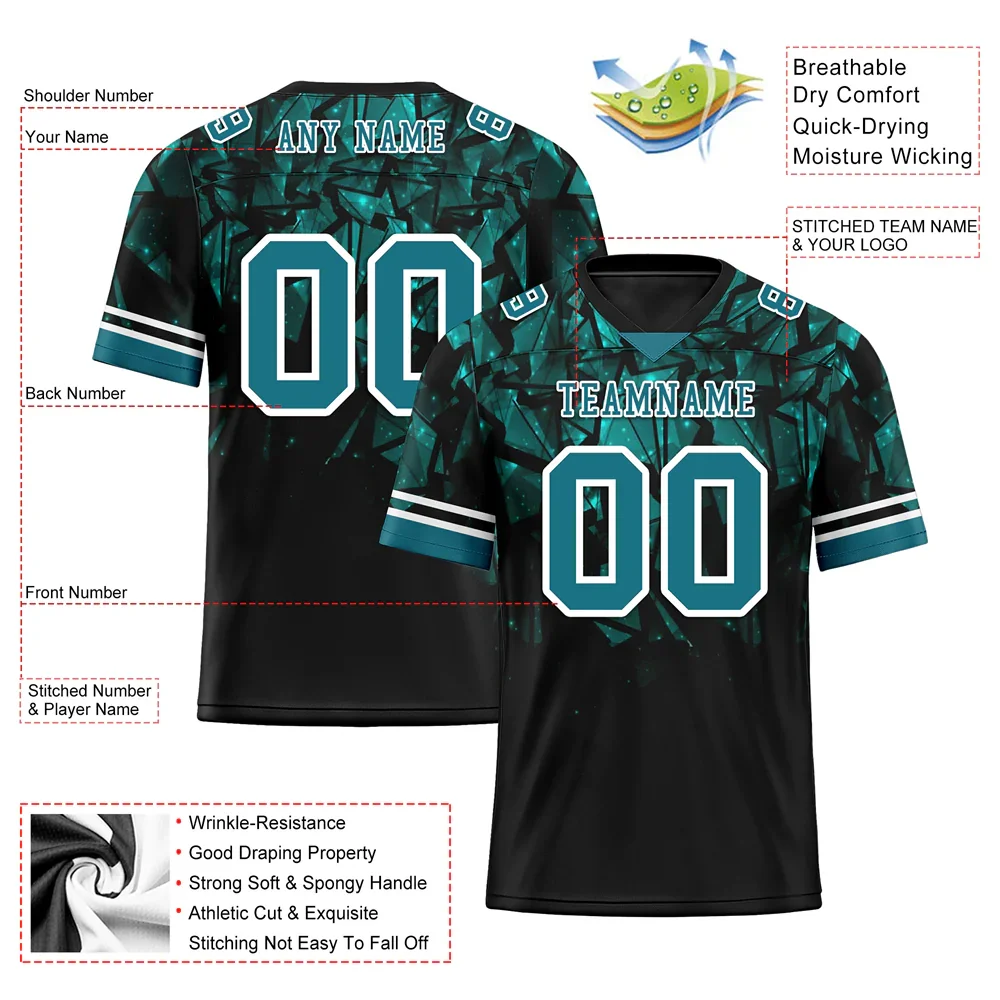 Custom Black 3D Pattern Aqua Personalized Authentic Football Jersey FBJ02-bc0faeb - Coolcustomize