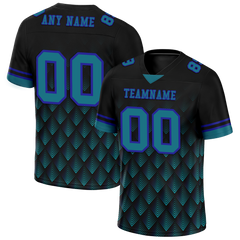 Custom Black 3D Pattern Aqua Personalized Authentic Football Jersey FBJ02-bc0faec