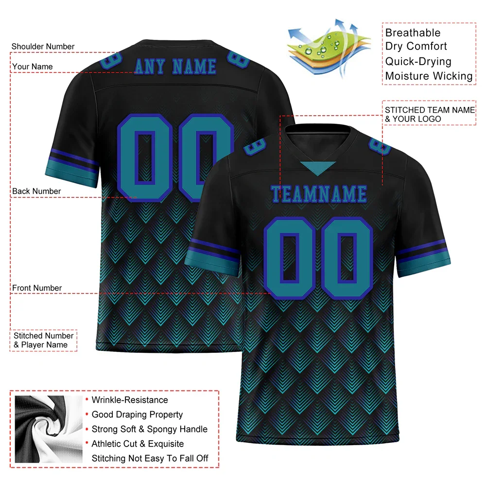 Custom Black 3D Pattern Aqua Personalized Authentic Football Jersey FBJ02-bc0faec - Coolcustomize