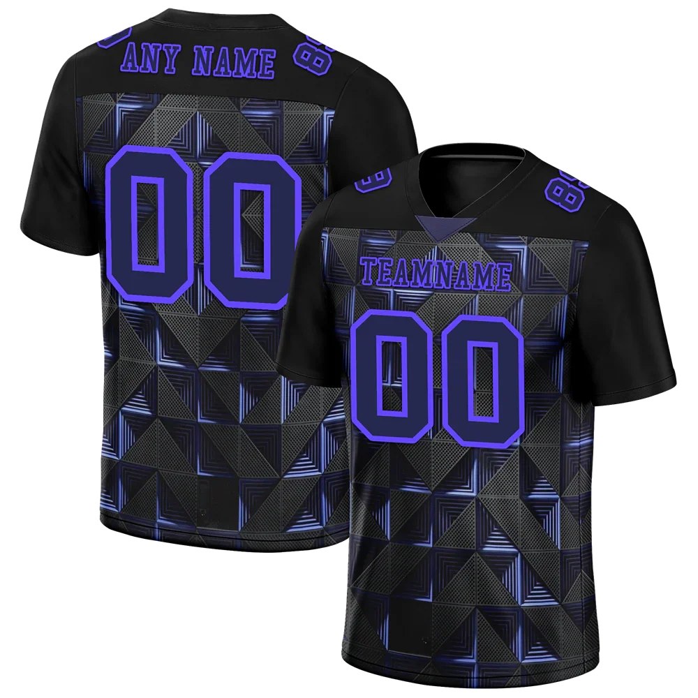 Custom Black 3D Pattern Purple Personalized Authentic Football Jersey FBJ02-bc0faef - Coolcustomize