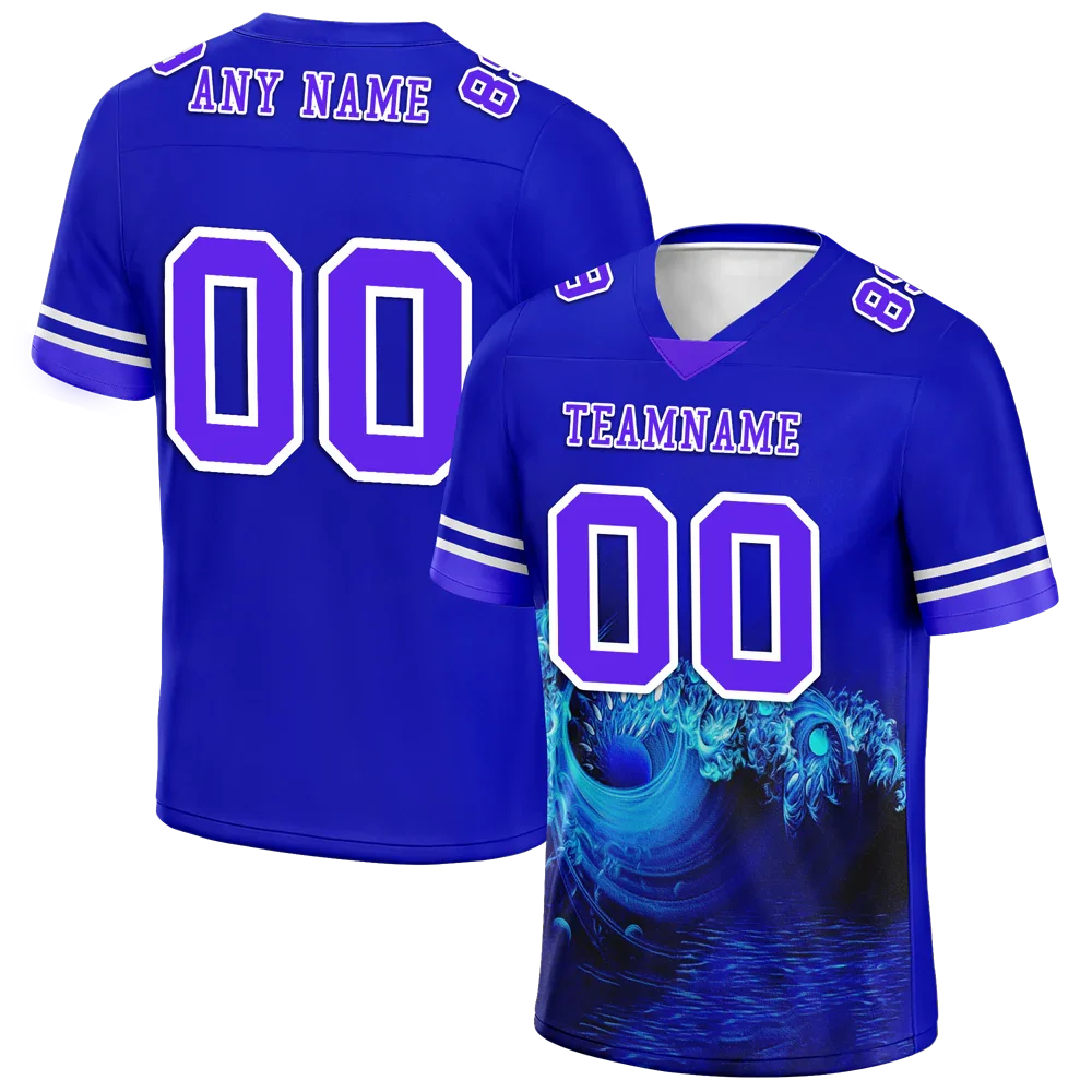 Custom Blue 3D Pattern Purple Personalized Authentic Football Jersey FBJ02-bc0fae7 - Coolcustomize