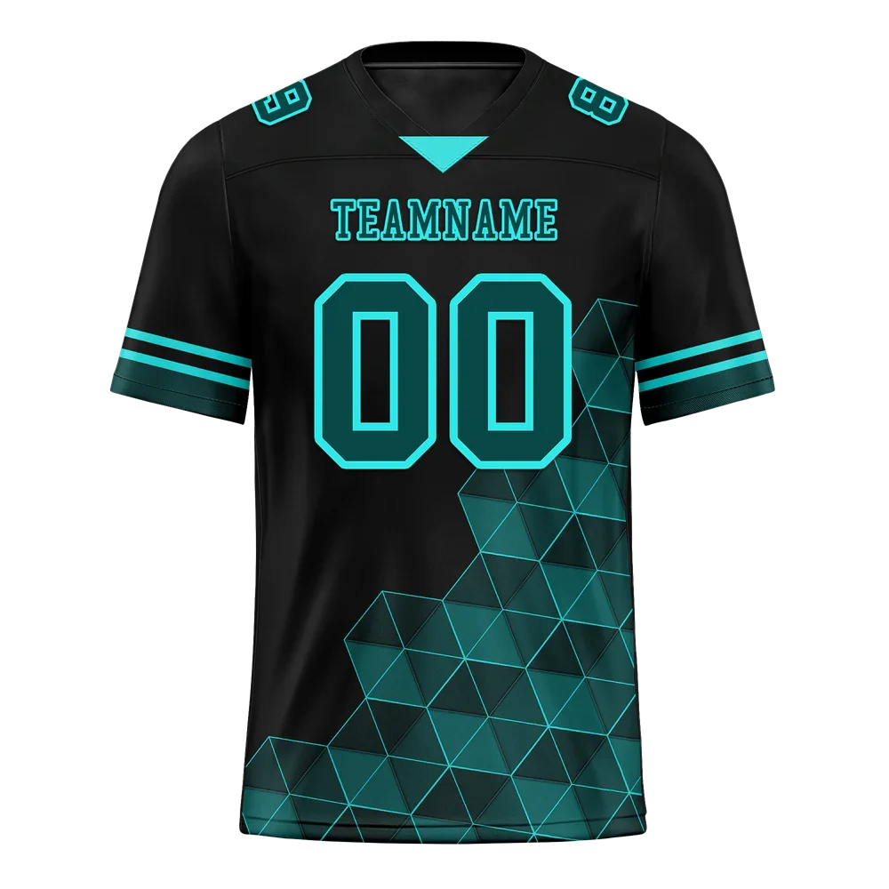 Custom Black 3D Pattern Aqua Personalized Authentic Football Jersey FBJ02-bc0fae8 - Coolcustomize