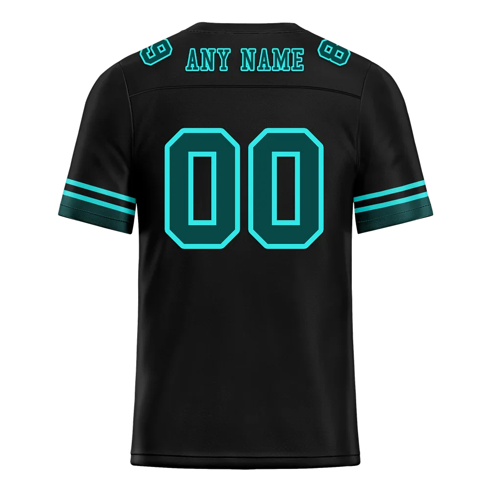 Custom Black 3D Pattern Aqua Personalized Authentic Football Jersey FBJ02-bc0fae8 - Coolcustomize