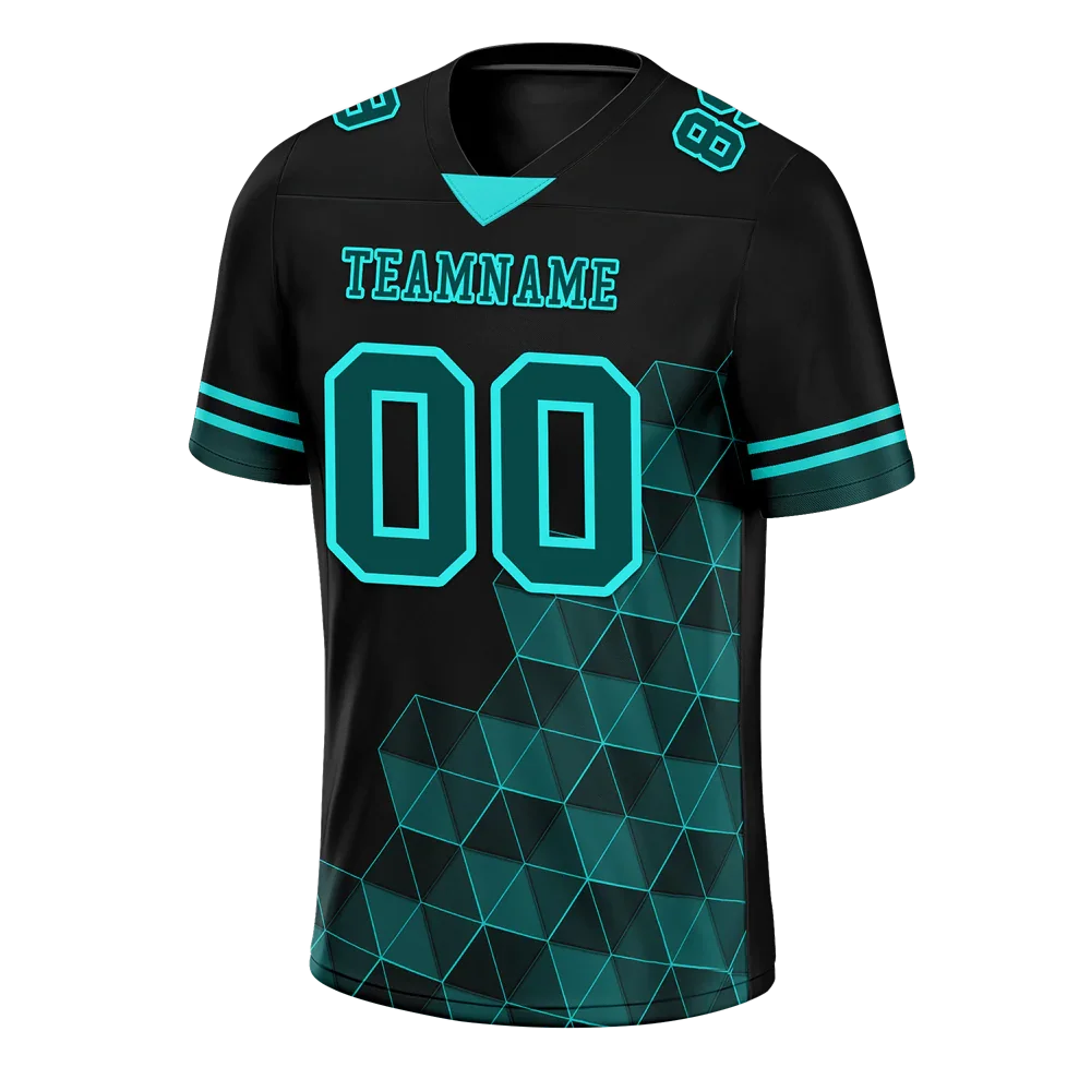 Custom Black 3D Pattern Aqua Personalized Authentic Football Jersey FBJ02-bc0fae8 - Coolcustomize