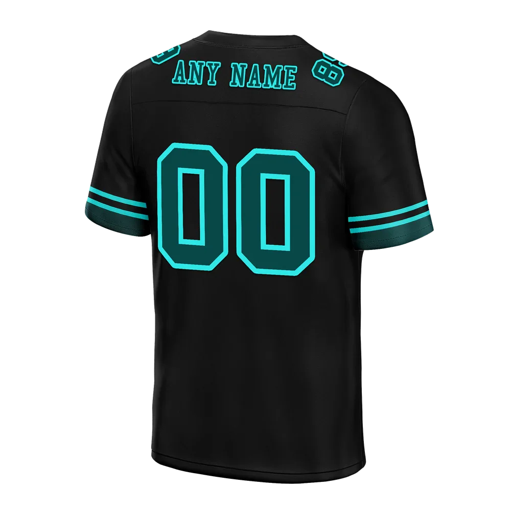 Custom Black 3D Pattern Aqua Personalized Authentic Football Jersey FBJ02-bc0fae8 - Coolcustomize