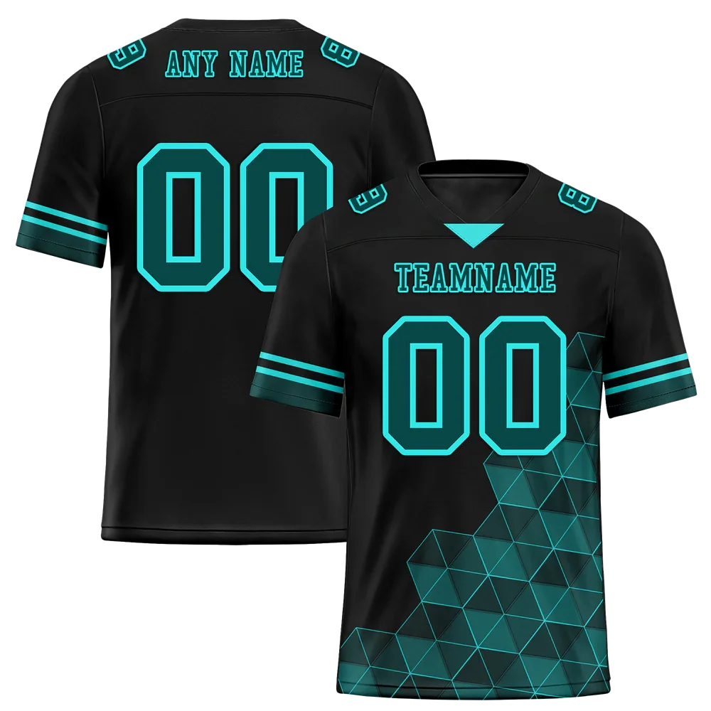Custom Black 3D Pattern Aqua Personalized Authentic Football Jersey FBJ02-bc0fae8 - Coolcustomize