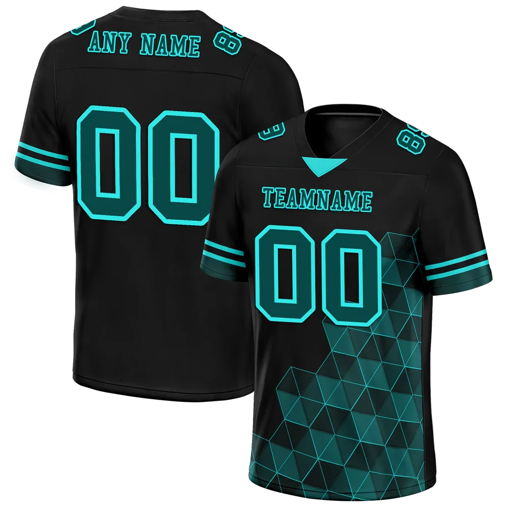Custom Black 3D Pattern Aqua Personalized Authentic Football Jersey FBJ02-bc0fae8 - Coolcustomize