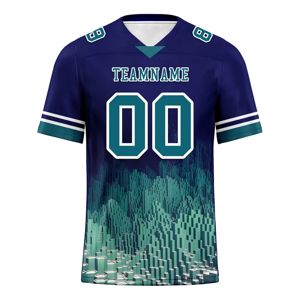 Custom Blue 3D Pattern Aqua Personalized Authentic Football Jersey FBJ02-bc0fae9 - Coolcustomize