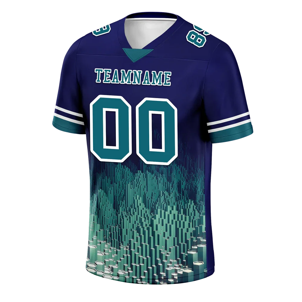 Custom Blue 3D Pattern Aqua Personalized Authentic Football Jersey FBJ02-bc0fae9 - Coolcustomize