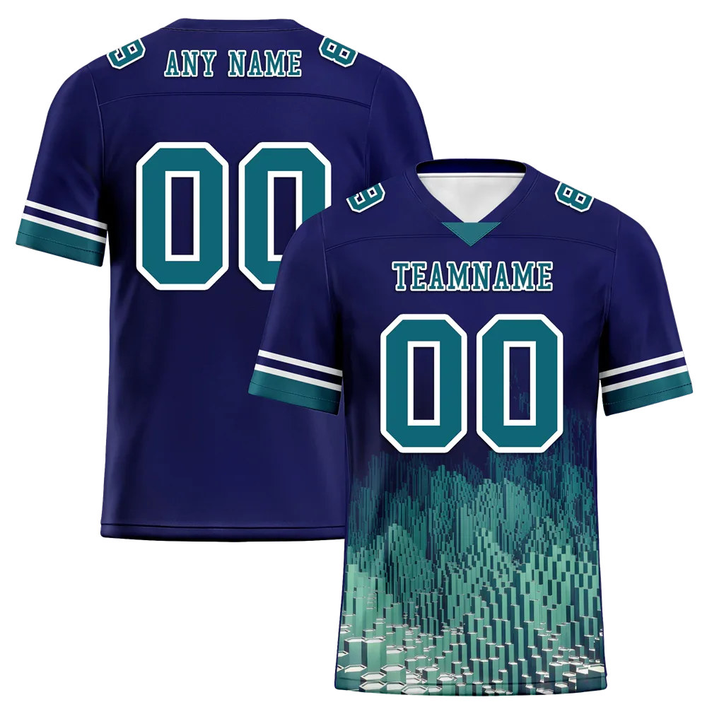Custom Blue 3D Pattern Aqua Personalized Authentic Football Jersey FBJ02-bc0fae9 - Coolcustomize