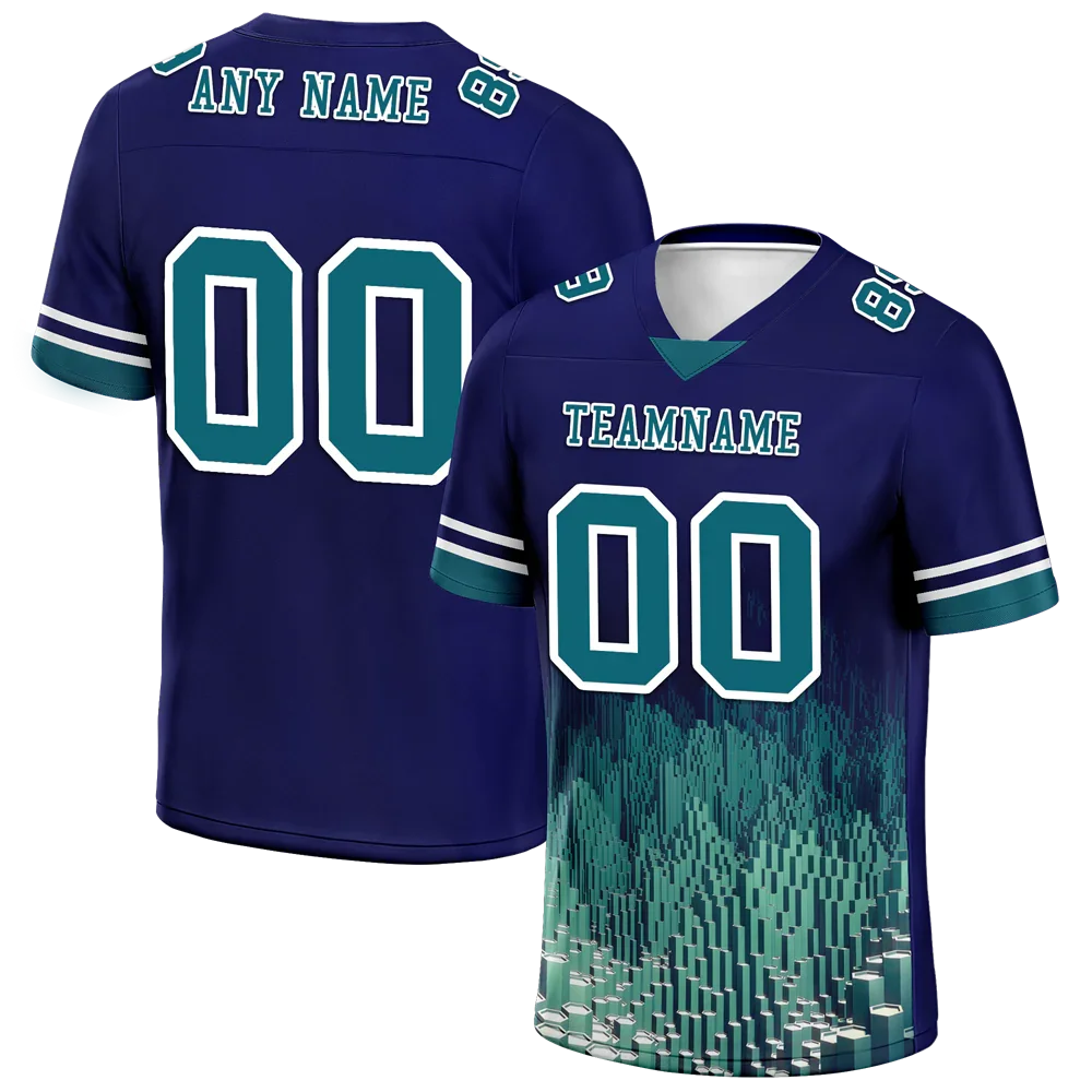 Custom Blue 3D Pattern Aqua Personalized Authentic Football Jersey FBJ02-bc0fae9 - Coolcustomize