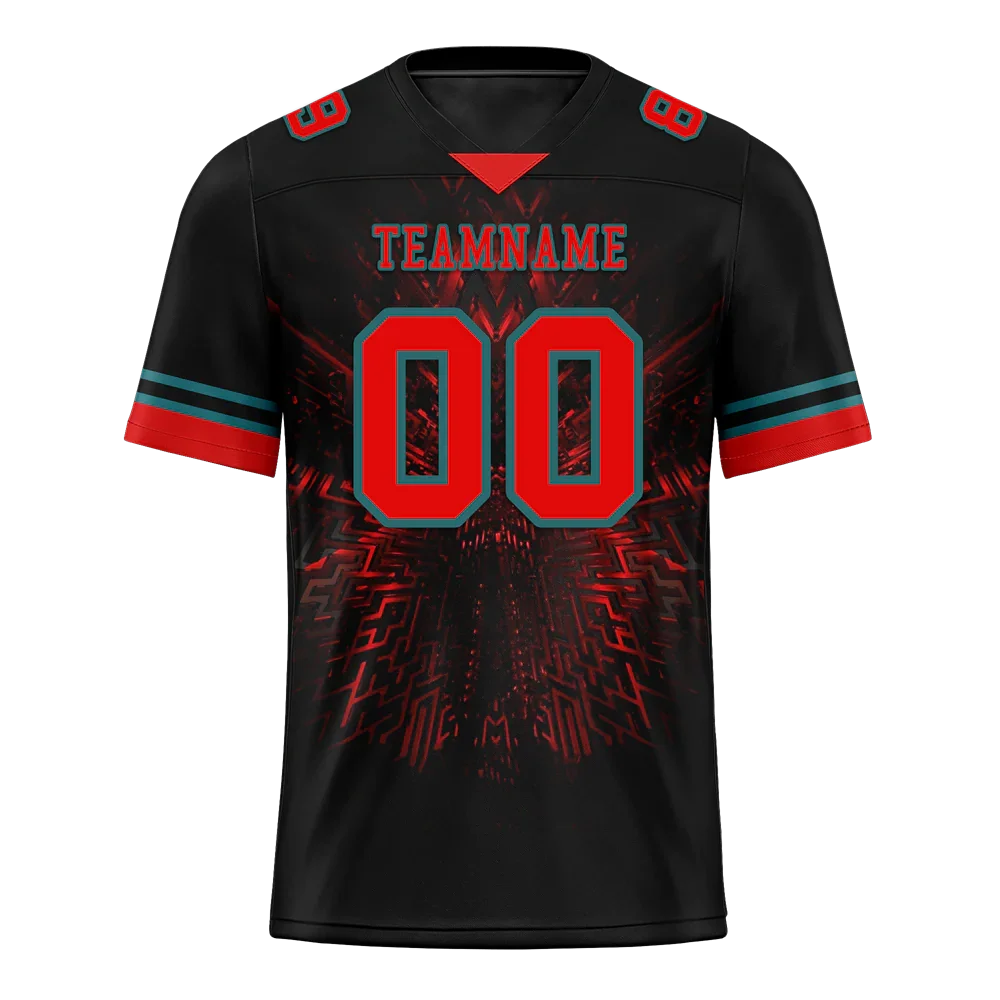 Custom Black 3D Pattern Red Personalized Authentic Football Jersey FBJ02-bc0faf0 - Coolcustomize