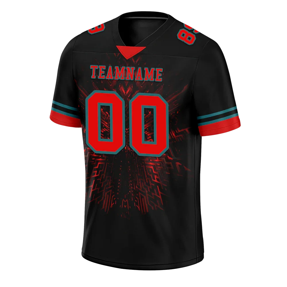 Custom Black 3D Pattern Red Personalized Authentic Football Jersey FBJ02-bc0faf0 - Coolcustomize
