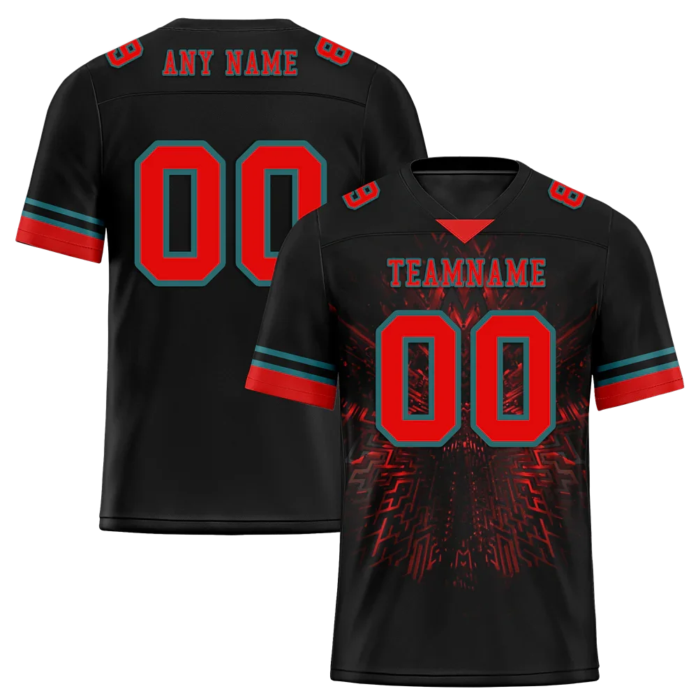 Custom Black 3D Pattern Red Personalized Authentic Football Jersey FBJ02-bc0faf0 - Coolcustomize