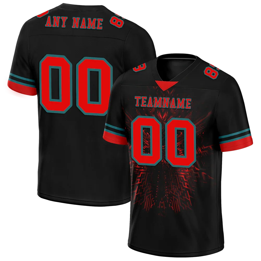 Custom Black 3D Pattern Red Personalized Authentic Football Jersey FBJ02-bc0faf0 - Coolcustomize