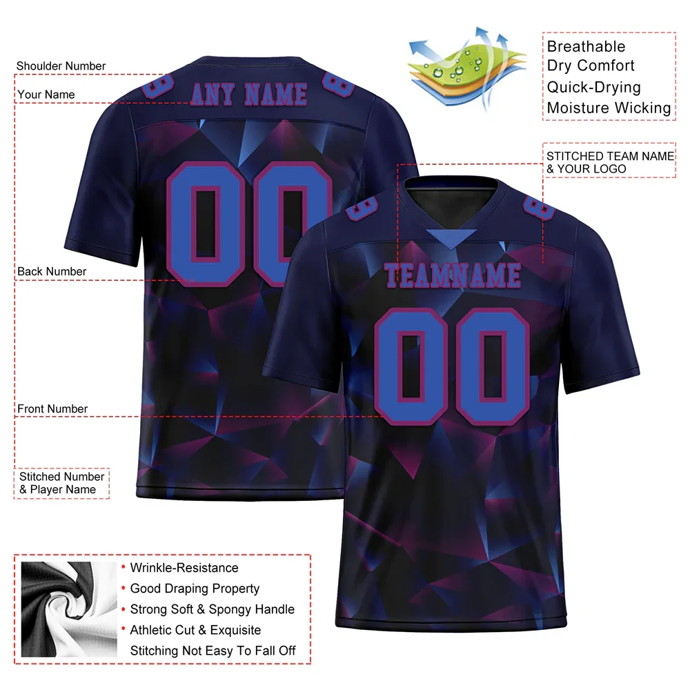 Custom Black 3D Pattern Purple Personalized Authentic Football Jersey FBJ02-bc0fafa - Coolcustomize