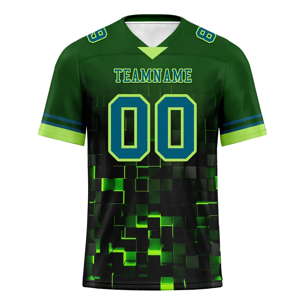 Custom Green 3D Pattern Blue Personalized Authentic Football Jersey FBJ02-bc0fafc - Coolcustomize