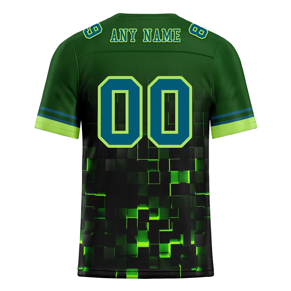Custom Green 3D Pattern Blue Personalized Authentic Football Jersey FBJ02-bc0fafc - Coolcustomize