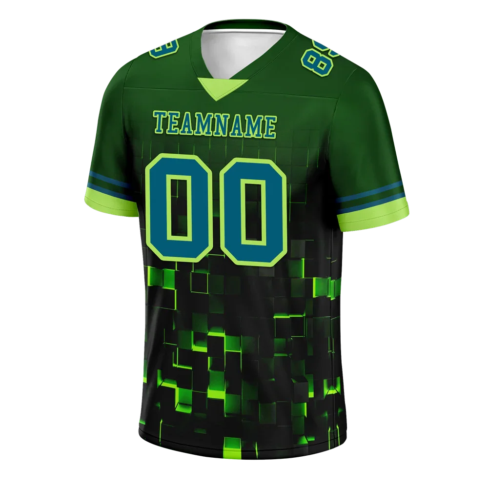 Custom Green 3D Pattern Blue Personalized Authentic Football Jersey FBJ02-bc0fafc - Coolcustomize