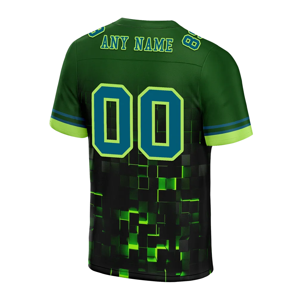 Custom Green 3D Pattern Blue Personalized Authentic Football Jersey FBJ02-bc0fafc - Coolcustomize