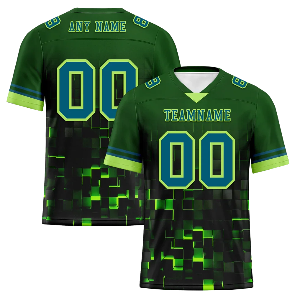 Custom Green 3D Pattern Blue Personalized Authentic Football Jersey FBJ02-bc0fafc - Coolcustomize