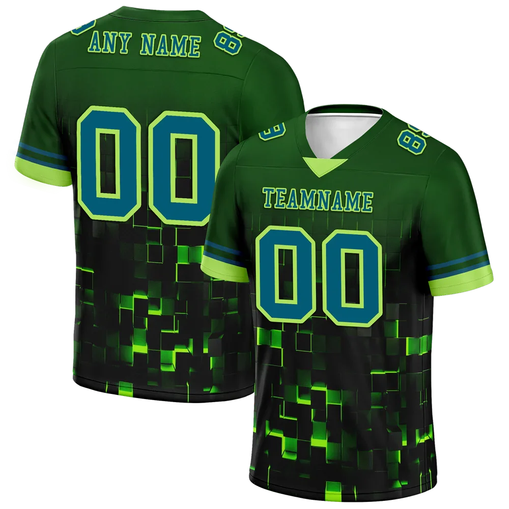 Custom Green 3D Pattern Blue Personalized Authentic Football Jersey FBJ02-bc0fafc - Coolcustomize