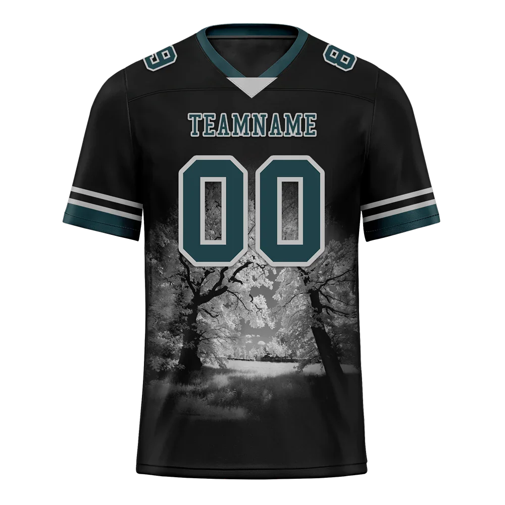 Custom Black 3D Pattern Aqua Personalized Authentic Football Jersey FBJ02-bc0fafd - Coolcustomize