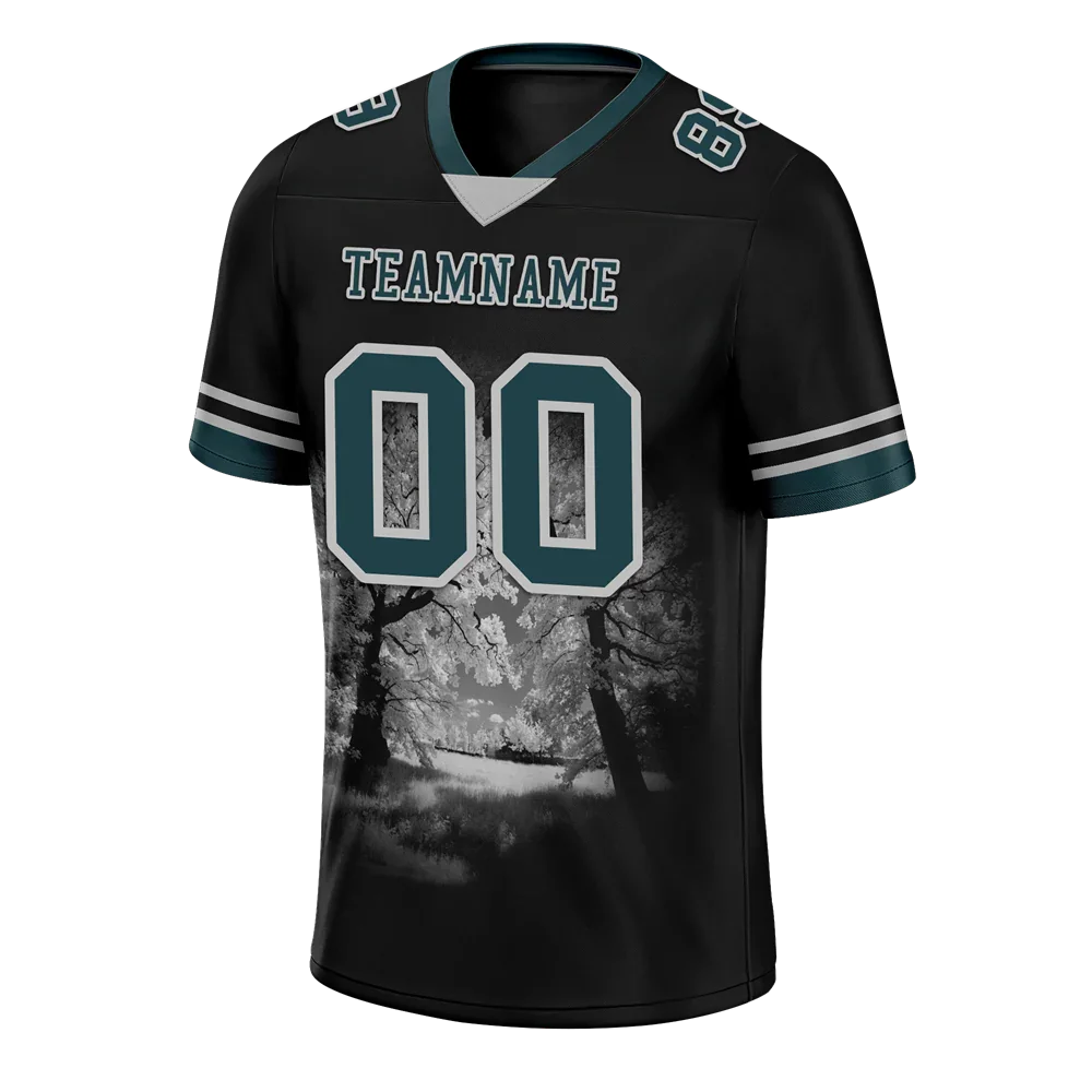 Custom Black 3D Pattern Aqua Personalized Authentic Football Jersey FBJ02-bc0fafd - Coolcustomize