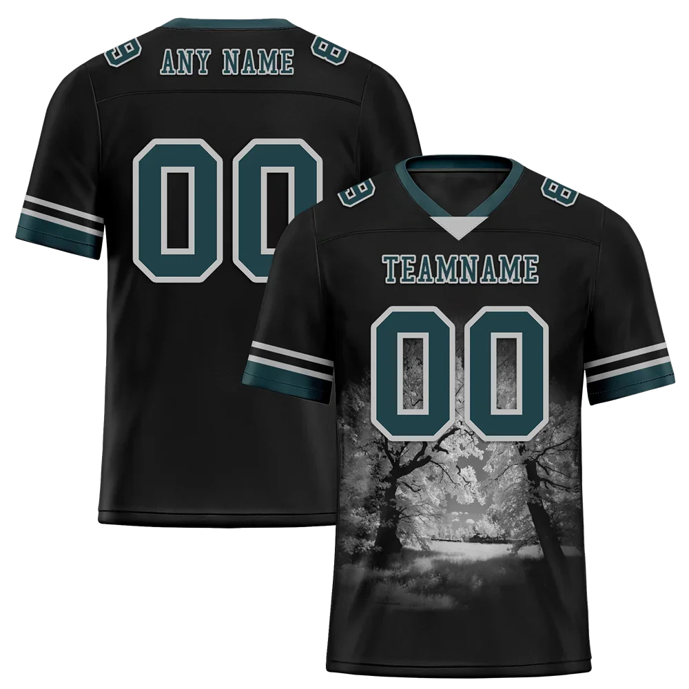 Custom Black 3D Pattern Aqua Personalized Authentic Football Jersey FBJ02-bc0fafd - Coolcustomize