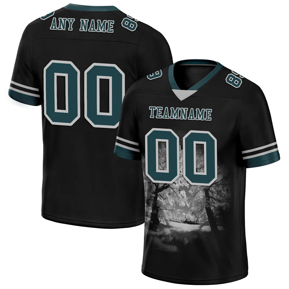 Custom Black 3D Pattern Aqua Personalized Authentic Football Jersey FBJ02-bc0fafd - Coolcustomize