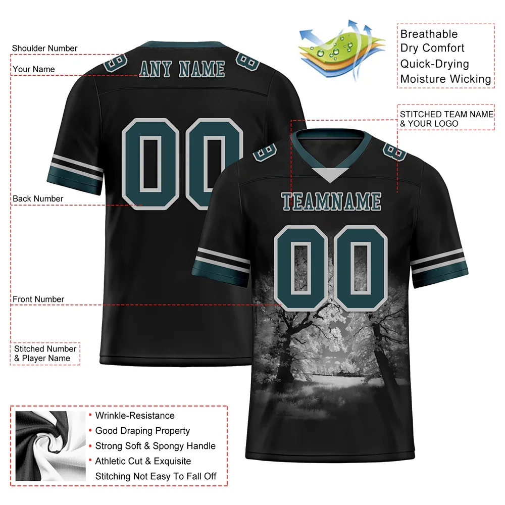Custom Black 3D Pattern Aqua Personalized Authentic Football Jersey FBJ02-bc0fafd - Coolcustomize