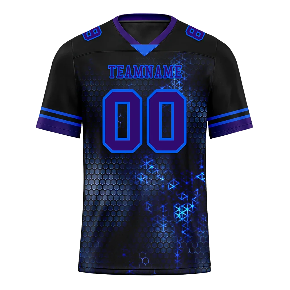 Custom Black 3D Pattern Purple Personalized Authentic Football Jersey FBJ02-bc0fafe - Coolcustomize