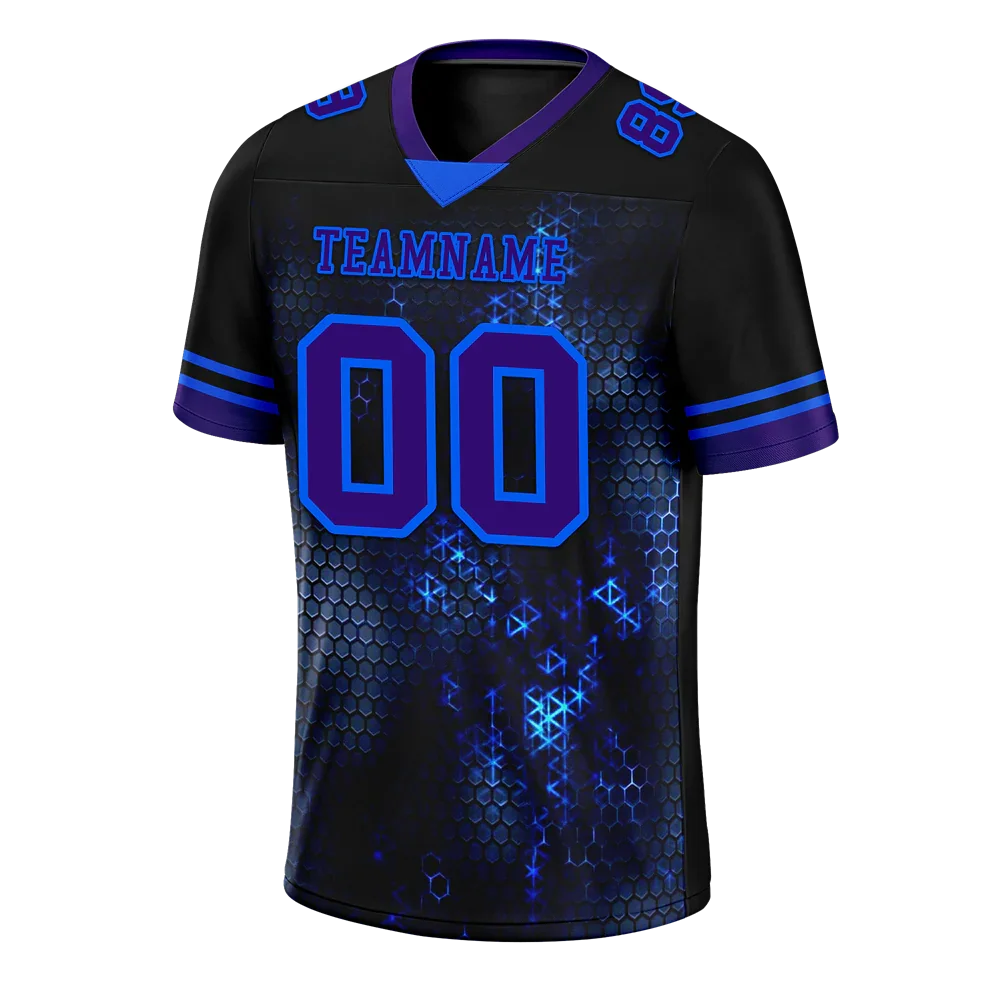 Custom Black 3D Pattern Purple Personalized Authentic Football Jersey FBJ02-bc0fafe - Coolcustomize