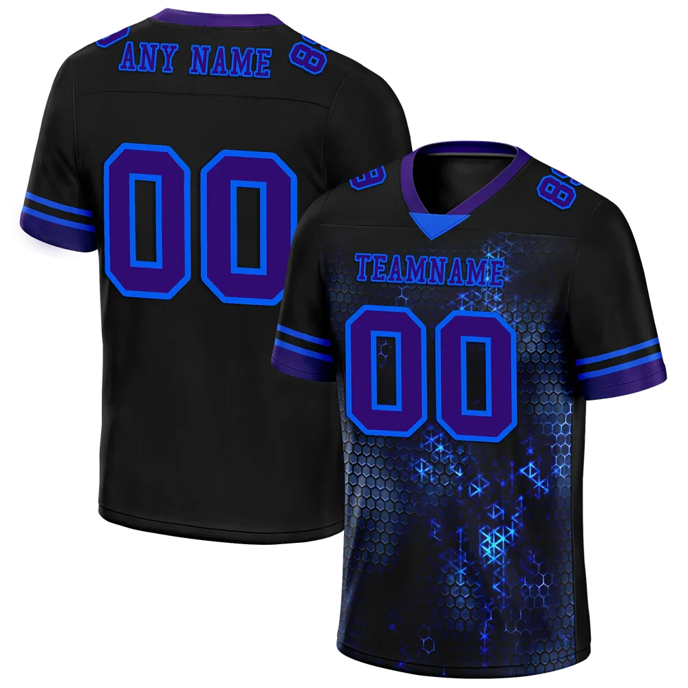 Custom Black 3D Pattern Purple Personalized Authentic Football Jersey FBJ02-bc0fafe - Coolcustomize