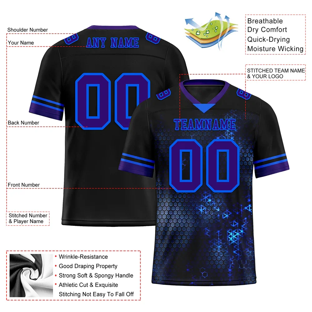 Custom Black 3D Pattern Purple Personalized Authentic Football Jersey FBJ02-bc0fafe - Coolcustomize