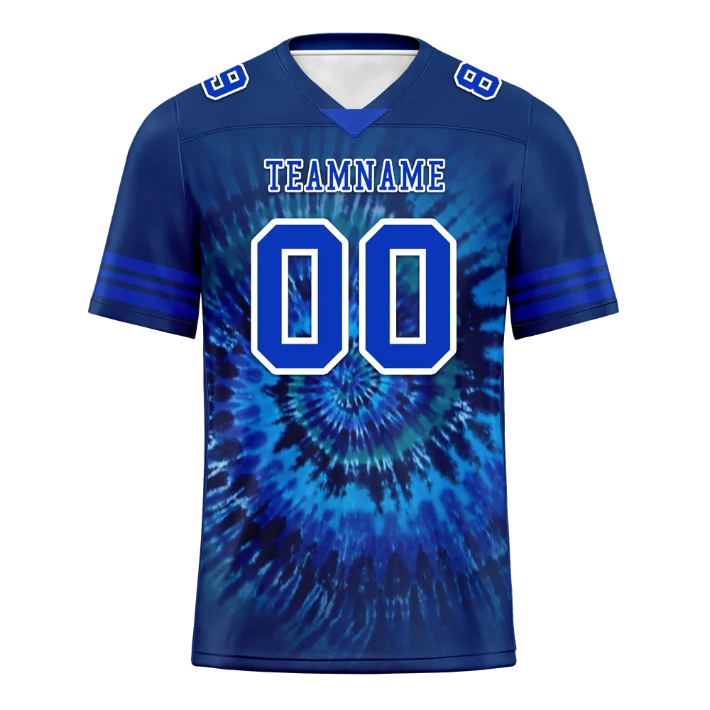 Custom Blue Tie Dye Blue Personalized Authentic Football Jersey FBJ02-bc0fa7b - Coolcustomize