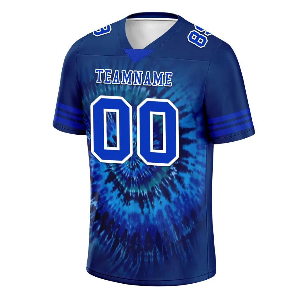 Custom Blue Tie Dye Blue Personalized Authentic Football Jersey FBJ02-bc0fa7b - Coolcustomize