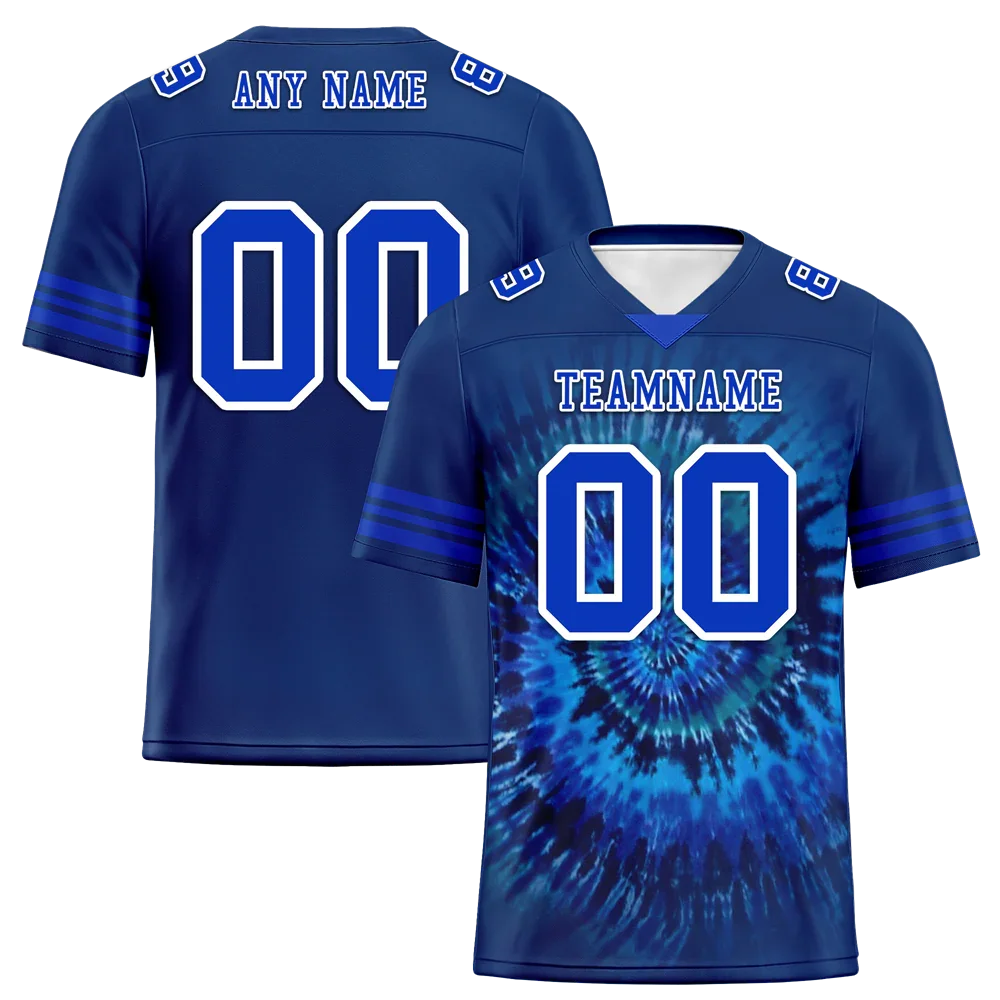 Custom Blue Tie Dye Blue Personalized Authentic Football Jersey FBJ02-bc0fa7b - Coolcustomize
