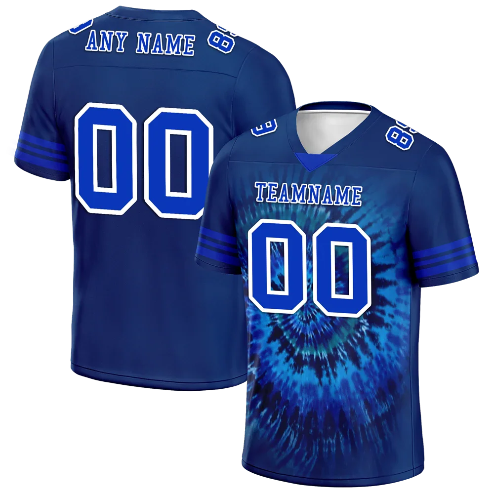 Custom Blue Tie Dye Blue Personalized Authentic Football Jersey FBJ02-bc0fa7b - Coolcustomize