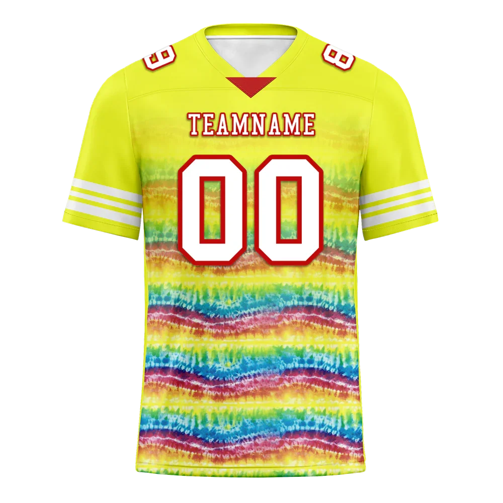 Custom Yellow Tie Dye White Personalized Authentic Football Jersey FBJ02-bc0fa7c - Coolcustomize