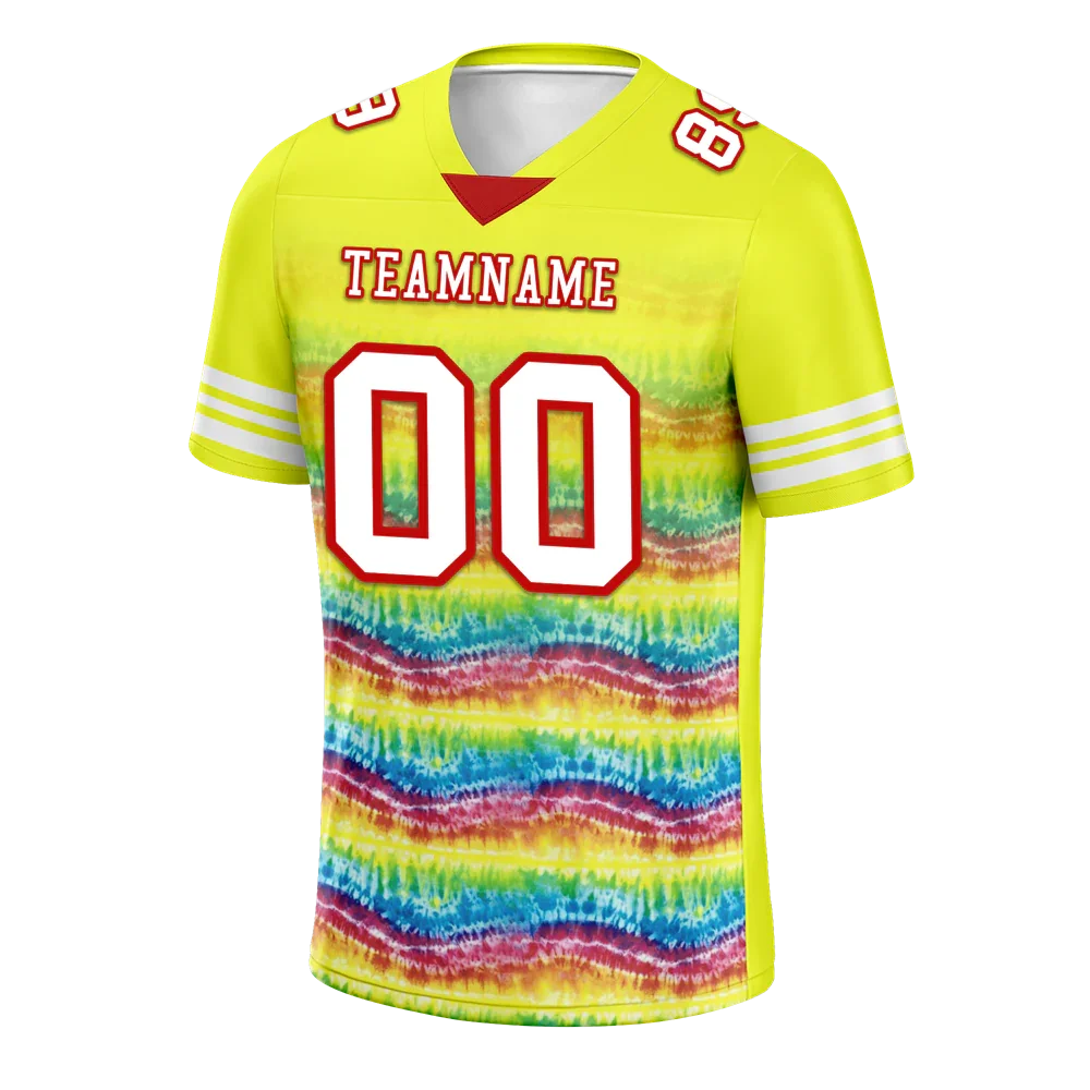 Custom Yellow Tie Dye White Personalized Authentic Football Jersey FBJ02-bc0fa7c - Coolcustomize