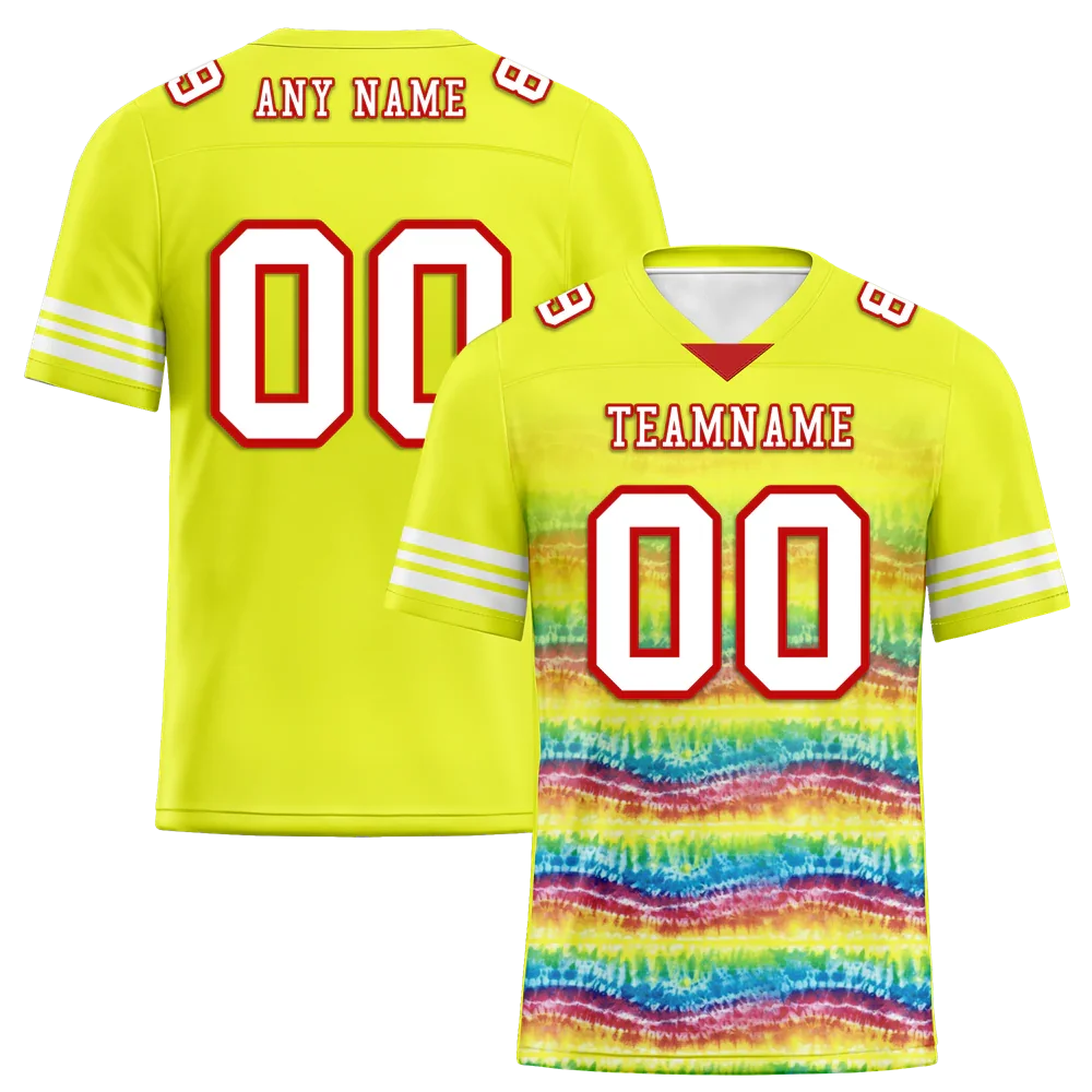 Custom Yellow Tie Dye White Personalized Authentic Football Jersey FBJ02-bc0fa7c - Coolcustomize