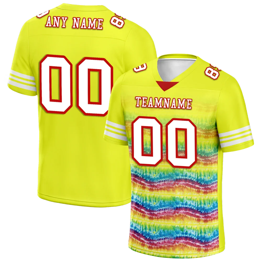 Custom Yellow Tie Dye White Personalized Authentic Football Jersey FBJ02-bc0fa7c - Coolcustomize