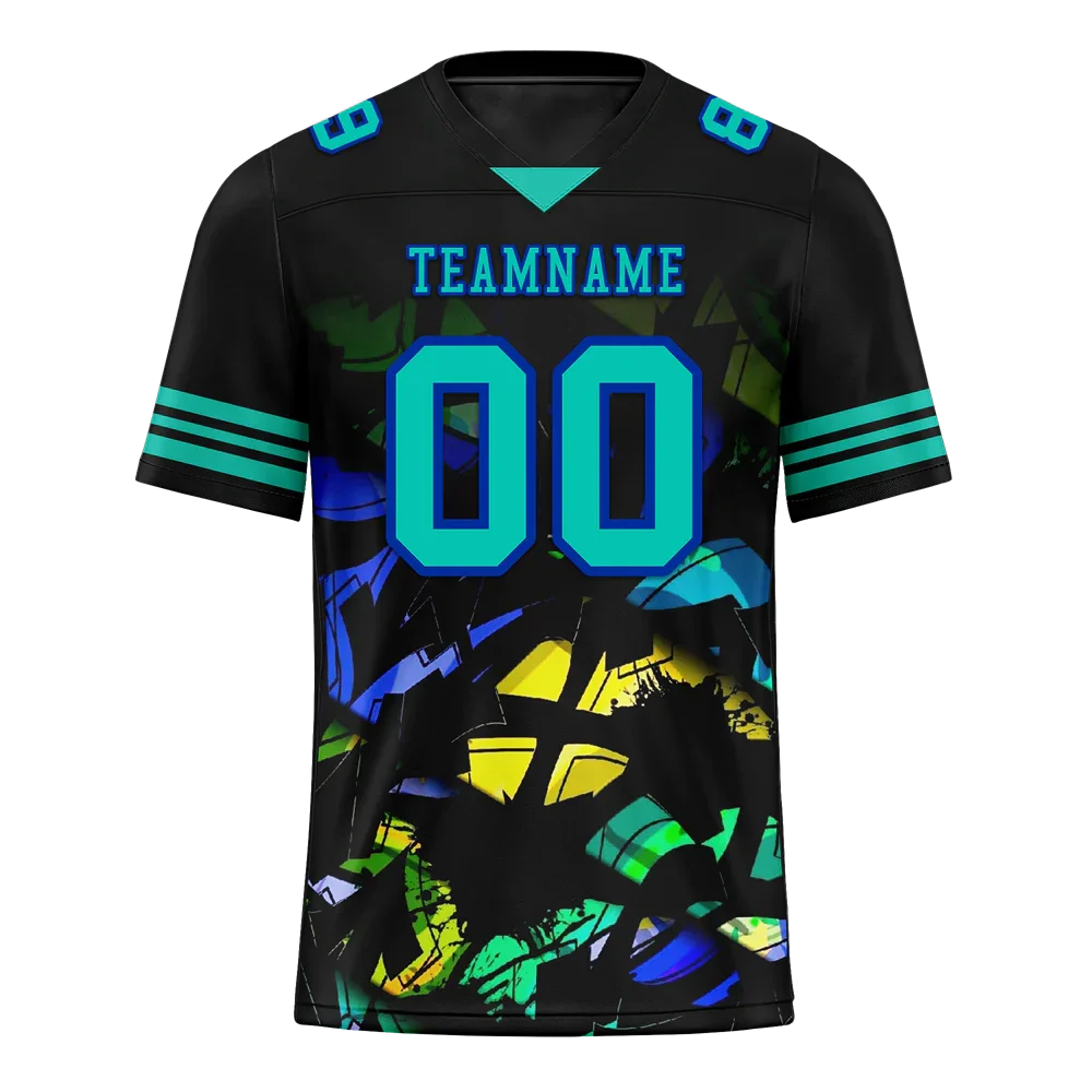 Custom Black Tie Dye Aqua Personalized Authentic Football Jersey FBJ02-bc0fa7f - Coolcustomize
