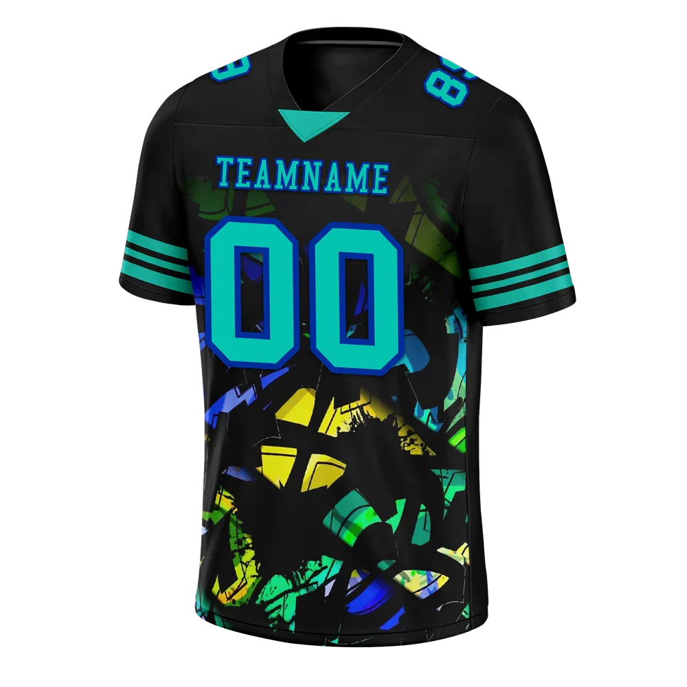 Custom Black Tie Dye Aqua Personalized Authentic Football Jersey FBJ02-bc0fa7f - Coolcustomize