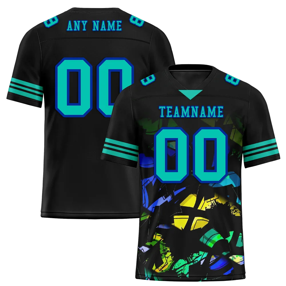 Custom Black Tie Dye Aqua Personalized Authentic Football Jersey FBJ02-bc0fa7f - Coolcustomize