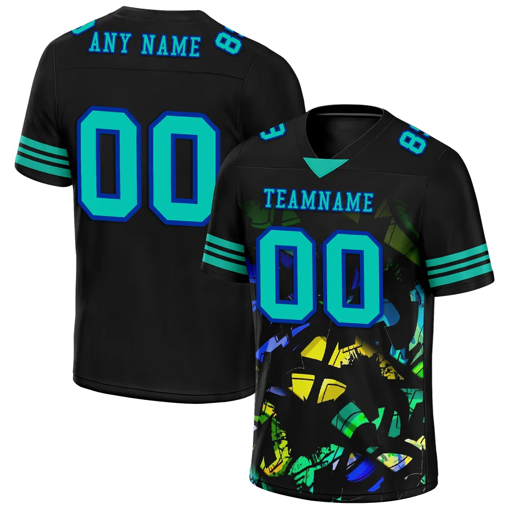 Custom Black Tie Dye Aqua Personalized Authentic Football Jersey FBJ02-bc0fa7f - Coolcustomize